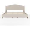 image:imageMartha Stewart Amelia Platform Bed with Curved Headboard and Cushioned Side Rails Boucle Upholstery Wood Slat Foundation No Box Spring Needed King OffWhite BoucleBeige FabricWalnut Legs