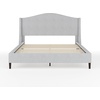 image:imageMartha Stewart Amelia Platform Bed with Curved Headboard and Cushioned Side Rails Boucle Upholstery Wood Slat Foundation No Box Spring Needed King OffWhite BoucleGray FabricBlack Legs