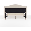 image:imageMartha Stewart Amelia Platform Bed with Curved Headboard and Cushioned Side Rails Boucle Upholstery Wood Slat Foundation No Box Spring Needed King OffWhite BoucleBeige FabricWalnut Legs