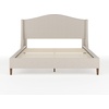 image:imageMartha Stewart Amelia Platform Bed with Curved Headboard and Cushioned Side Rails Boucle Upholstery Wood Slat Foundation No Box Spring Needed King OffWhite BoucleBeige FabricWalnut Legs