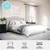 image:imageMartha Stewart Amelia Platform Bed with Curved Headboard and Cushioned Side Rails Boucle Upholstery Wood Slat Foundation No Box Spring Needed King OffWhite BoucleGray FabricBlack Legs