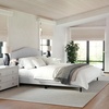 image:imageMartha Stewart Amelia Platform Bed with Curved Headboard and Cushioned Side Rails Boucle Upholstery Wood Slat Foundation No Box Spring Needed King OffWhite BoucleGray FabricBlack Legs