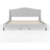 image:imageMartha Stewart Amelia Platform Bed with Curved Headboard and Cushioned Side Rails Boucle Upholstery Wood Slat Foundation No Box Spring Needed King OffWhite BoucleGray FabricBlack Legs
