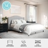 image:imageMartha Stewart Amelia Platform Bed with Curved Headboard and Cushioned Side Rails Boucle Upholstery Wood Slat Foundation No Box Spring Needed King OffWhite BoucleGray FabricBlack Legs