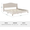 image:imageMartha Stewart Amelia Platform Bed with Curved Headboard and Cushioned Side Rails Boucle Upholstery Wood Slat Foundation No Box Spring Needed King OffWhite BoucleBeige FabricWalnut Legs