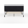 image:imageMartha Stewart Amelia Platform Bed with Curved Headboard and Cushioned Side Rails Boucle Upholstery Wood Slat Foundation No Box Spring Needed King OffWhite BoucleGray FabricBlack Legs