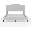 image:imageMartha Stewart Amelia Platform Bed with Curved Headboard and Cushioned Side Rails Boucle Upholstery Wood Slat Foundation No Box Spring Needed King OffWhite BoucleGray FabricBlack Legs