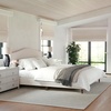 image:imageMartha Stewart Amelia Platform Bed with Curved Headboard and Cushioned Side Rails Boucle Upholstery Wood Slat Foundation No Box Spring Needed King OffWhite BoucleBeige FabricWalnut Legs