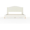 image:imageMartha Stewart Amelia Platform Bed with Curved Headboard and Cushioned Side Rails Boucle Upholstery Wood Slat Foundation No Box Spring Needed King OffWhite BoucleOffwhite BoucleLight Beech Legs