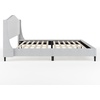 image:imageMartha Stewart Amelia Platform Bed with Curved Headboard and Cushioned Side Rails Boucle Upholstery Wood Slat Foundation No Box Spring Needed King OffWhite BoucleGray FabricBlack Legs