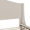 image:imageMartha Stewart Amelia Platform Bed with Curved Headboard and Cushioned Side Rails Boucle Upholstery Wood Slat Foundation No Box Spring Needed King OffWhite BoucleBeige FabricWalnut Legs