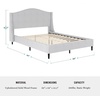 image:imageMartha Stewart Amelia Platform Bed with Curved Headboard and Cushioned Side Rails Boucle Upholstery Wood Slat Foundation No Box Spring Needed King OffWhite BoucleGray FabricBlack Legs