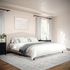 image:imageMartha Stewart Amelia Platform Bed with Curved Headboard and Cushioned Side Rails Boucle Upholstery Wood Slat Foundation No Box Spring Needed King OffWhite BoucleBeige FabricWalnut Legs
