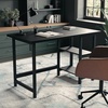 image:imageMartha Stewart Beckett Modern Trestle Desk with Open Side Shelving in White Wood Grain FinishBlack Wood Grain