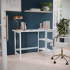 image:imageMartha Stewart Beckett Modern Trestle Desk with Open Side Shelving in White Wood Grain FinishWhite Wood Grain