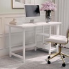 image:imageMartha Stewart Beckett Modern Trestle Desk with Open Side Shelving in White Wood Grain FinishWhite Wood Grain