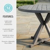 image:imageMartha Stewart Bedford 36 Round IndoorOutdoor Aluminum Patio Dining Table with Trestle Base Accommodates up to 4 Adults Brushed Brown Woodgrain FinishGrey