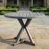 image:imageMartha Stewart Bedford 36 Round IndoorOutdoor Aluminum Patio Dining Table with Trestle Base Accommodates up to 4 Adults Brushed Brown Woodgrain FinishGrey