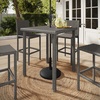 image:imageMartha Stewart Bedford 37 Square IndoorOutdoor Patio Bar Height Table with Faux Wood Top and Rattan Wicker Finish in BrownGrey