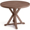 image:imageMartha Stewart Bedford 5 Piece Indoor Outdoor Aluminum Patio Set 36 Round Trestle Base Table 4 Stackable Chairs Brown Brushed Woodgrain Cream Seat CushionsBrown