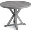 image:imageMartha Stewart Bedford 5 Piece Indoor Outdoor Aluminum Patio Set 36 Round Trestle Base Table 4 Stackable Chairs Brown Brushed Woodgrain Cream Seat CushionsGrey