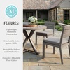 image:imageMartha Stewart Bedford 5 Piece Indoor Outdoor Aluminum Patio Set 36 Round Trestle Base Table 4 Stackable Chairs Brown Brushed Woodgrain Cream Seat CushionsGrey