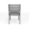 image:imageMartha Stewart Bedford 5 Piece Indoor Outdoor Aluminum Patio Set 36 Round Trestle Base Table 4 Stackable Chairs Brown Brushed Woodgrain Cream Seat CushionsGrey