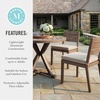 image:imageMartha Stewart Bedford 5 Piece Indoor Outdoor Aluminum Patio Set 36 Round Trestle Base Table 4 Stackable Chairs Brown Brushed Woodgrain Cream Seat CushionsBrown
