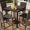 image:imageMartha Stewart Bedford 5Piece IndoorOutdoor Bar Height Set with 4 Patio Bar Stools and Bar Height Table with Faux Wood Top and Rattan Wicker Finish in BrownBrown