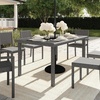 image:imageMartha Stewart Bedford 62 IndoorOutdoor Patio Table with Faux Wood Top and Rattan Wicker Finish in GrayGrey