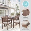 image:imageMartha Stewart Bedford 7 Piece Aluminum Patio Set with 62 Table and 6 Stackable Chairs with Brown Brushed Woodgrain Finish Cream AllWeather Seat CushionsBrown