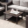 image:imageMartha Stewart Bedford IndoorOutdoor Patio Coffee Table with Lower Shelf Faux Wood Top and Rattan Wicker Finish in GrayBrown