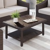 image:imageMartha Stewart Bedford IndoorOutdoor Patio Coffee Table with Lower Shelf Faux Wood Top and Rattan Wicker Finish in GrayBrown
