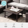 image:imageMartha Stewart Bedford IndoorOutdoor Patio Coffee Table with Lower Shelf Faux Wood Top and Rattan Wicker Finish in GrayBrown