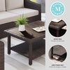 image:imageMartha Stewart Bedford IndoorOutdoor Patio Coffee Table with Lower Shelf Faux Wood Top and Rattan Wicker Finish in GrayBrown