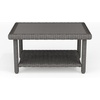 image:imageMartha Stewart Bedford IndoorOutdoor Patio Coffee Table with Lower Shelf Faux Wood Top and Rattan Wicker Finish in GrayGrey