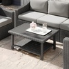 image:imageMartha Stewart Bedford IndoorOutdoor Patio Coffee Table with Lower Shelf Faux Wood Top and Rattan Wicker Finish in GrayGrey