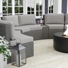 image:imageMartha Stewart Bedford IndoorOutdoor Tapered Patio Side Table with Inset Tempered Glass Top and Rattan Wicker Finish in BrownGrey