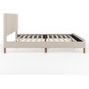 image:imageMartha Stewart Britta Platform Bed with Headboard amp Footboard Faux Linen Upholstery with Piping Detail Rounded Headboard No Box Spring Needed Full GrayBeige FabricWalnut Legs
