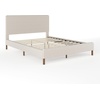 image:imageMartha Stewart Britta Platform Bed with Headboard amp Footboard Faux Linen Upholstery with Piping Detail Rounded Headboard No Box Spring Needed Full GrayBeige FabricWalnut Legs