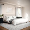 image:imageMartha Stewart Britta Platform Bed with Headboard amp Footboard Faux Linen Upholstery with Piping Detail Rounded Headboard No Box Spring Needed Full GrayBeige FabricWalnut Legs