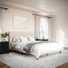 image:imageMartha Stewart Britta Platform Bed with Headboard amp Footboard Faux Linen Upholstery with Piping Detail Rounded Headboard No Box Spring Needed Full GrayBeige FabricWalnut Legs
