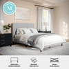 image:imageMartha Stewart Britta Platform Bed with Headboard amp Footboard Faux Linen Upholstery with Piping Detail Rounded Headboard No Box Spring Needed Full GrayGray FabricWalnut Legs
