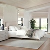 image:imageMartha Stewart Britta Platform Bed with Headboard amp Footboard Faux Linen Upholstery with Piping Detail Rounded Headboard No Box Spring Needed Full GrayBeige FabricWalnut Legs