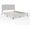 image:imageMartha Stewart Britta Platform Bed with Headboard amp Footboard Faux Linen Upholstery with Piping Detail Rounded Headboard No Box Spring Needed Full GrayGray FabricWalnut Legs