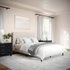 image:imageMartha Stewart Britta Platform Bed with Headboard amp Footboard Faux Linen Upholstery with Piping Detail Rounded Headboard No Box Spring Needed Full GrayBeige FabricWalnut Legs