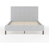 image:imageMartha Stewart Britta Platform Bed with Headboard amp Footboard Faux Linen Upholstery with Piping Detail Rounded Headboard No Box Spring Needed Full GrayGray FabricWalnut Legs