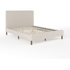 image:imageMartha Stewart Britta Platform Bed with Headboard amp Footboard Faux Linen Upholstery with Piping Detail Rounded Headboard No Box Spring Needed Full GrayBeige FabricWalnut Legs