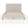 image:imageMartha Stewart Britta Platform Bed with Headboard amp Footboard Faux Linen Upholstery with Piping Detail Rounded Headboard No Box Spring Needed Full GrayBeige FabricWalnut Legs