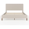 image:imageMartha Stewart Britta Platform Bed with Headboard amp Footboard Faux Linen Upholstery with Piping Detail Rounded Headboard No Box Spring Needed Full GrayBeige FabricWalnut Legs